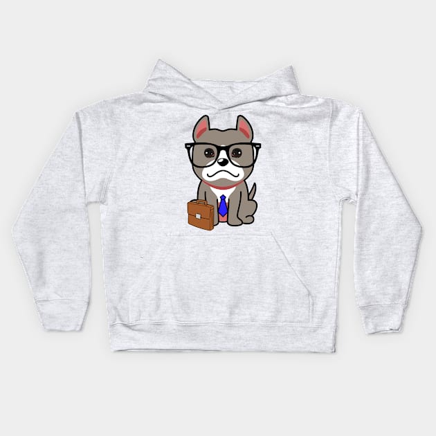 Cute grey Dog is a colleague at work Kids Hoodie by Pet Station